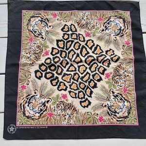 Tiger Print Bandana ~ Made in USA ~ Retro 1980s? ~ Unisex ~ GUC